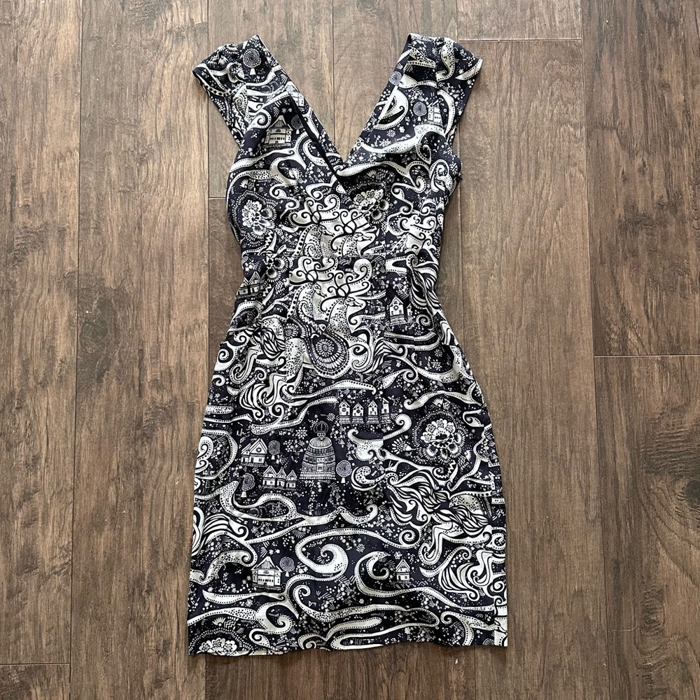 Anthropologie Swirling Village V-Neck Mini Dress